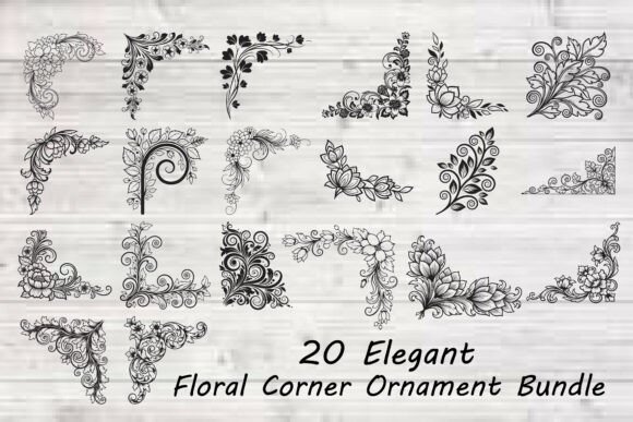 Elegant Floral Corner Ornament floral vintage frame flower ornament