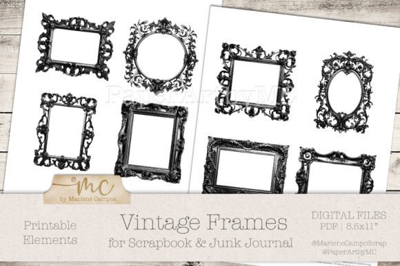Vintage Black Frame, Scrapbook, Journal vintage frame gift product design
