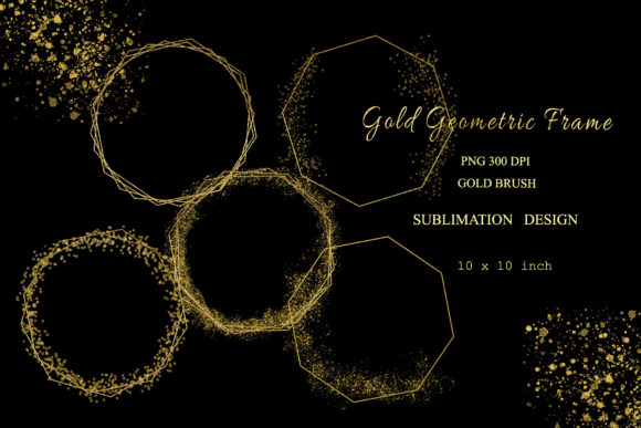 Gold Frame Geometric Gold Sublimation gold vintage frame png transparent