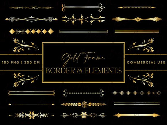 Gold Frame Border and Elements Clipart gold vintage frame png transparent