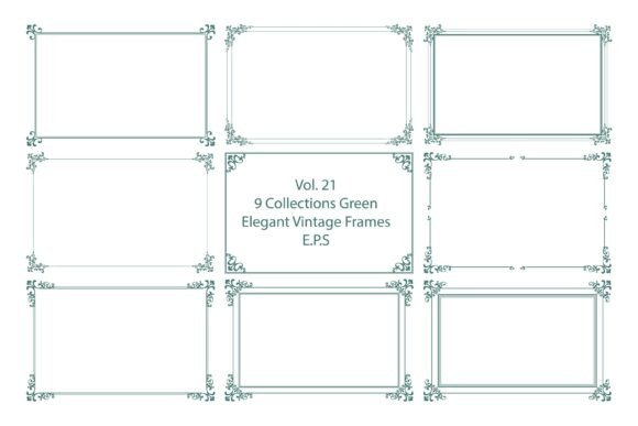 9 Elegant Green Vintage Frames Vol. 21 vintage green frame png transparent