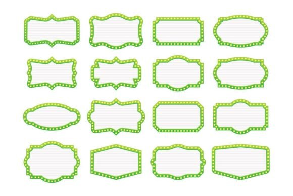 Green Light Bulbs Frame Sign Collection vintage green frame png transparent