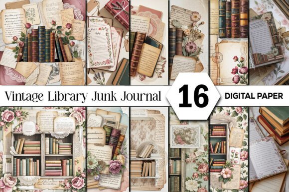 vintage library junk journal background junk journal aesthetic vintage printable wallpaper