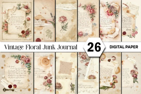 vintage floral junk journal background vol.20 junk journal aesthetic vintage printable wallpaper