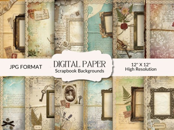 mixed media scrapbook paper junk journal clipart digital png printable