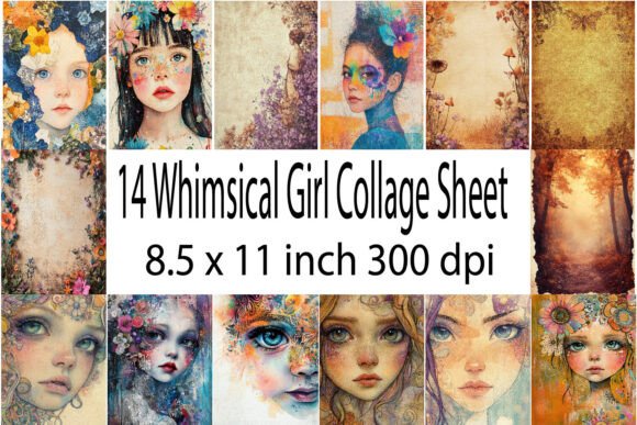 14 whimsical girl junk journal clipart junk journal clipart digital png printable