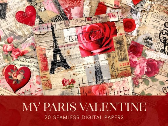 paris valentine collage art junk journal junk journal clipart digital png printable
