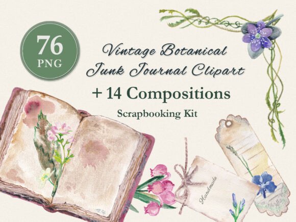 botanical junk journal clipart 76 png junk journal clipart digital png printable