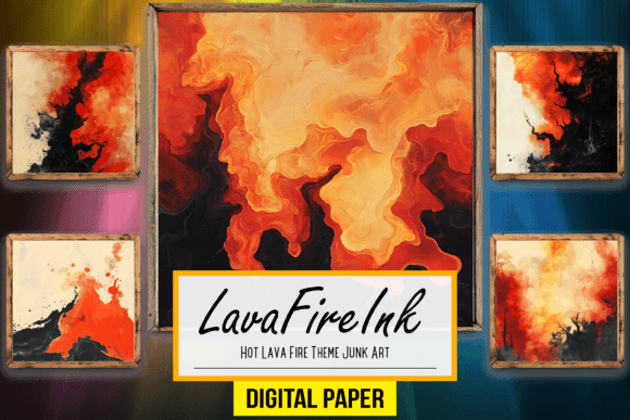 hot lava fire theme junk art background junk journal clipart digital png printable