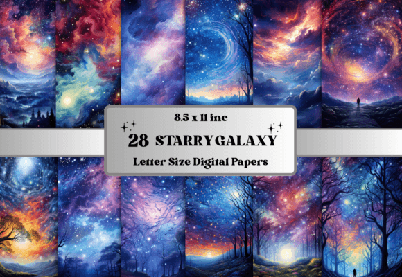 starry galaxy background digital paper junk journal cover ideas printable