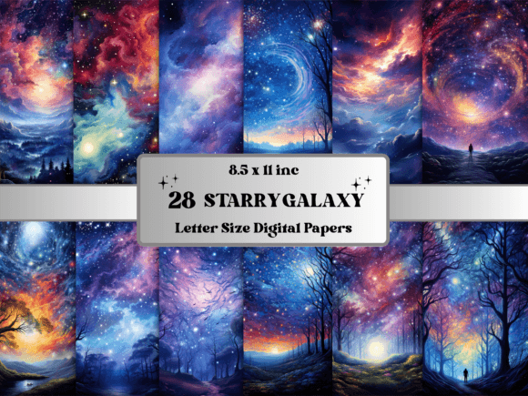 starry galaxy background digital paper junk journal cover ideas printable