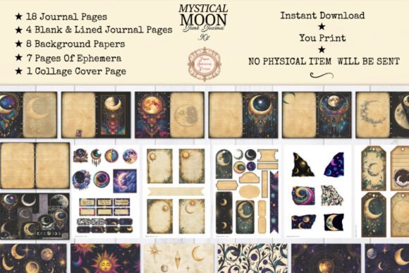 mystical moon junk journal kit junk journal cover ideas printable