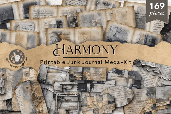 harmony grunge gray junk journal megakit junk journal cover ideas printable
