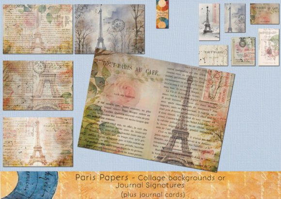 paris collage sheets signatures & atcs junk journal cover ideas printable