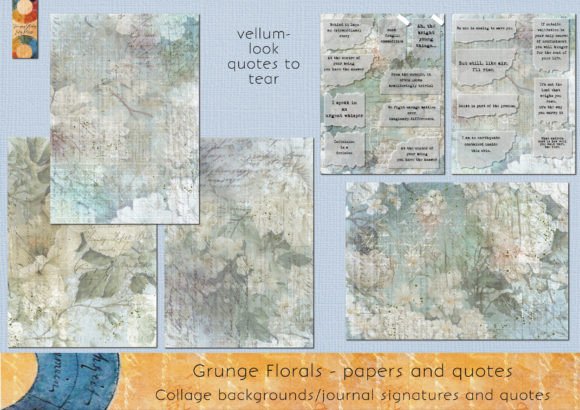 grungy floral pages & vellum-look quotes junk journal cover ideas printable