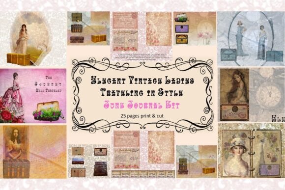 vintage travel ladies junk journal kit junk journal cover ideas printable