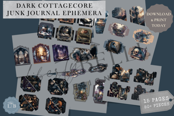 moody junk journal ephemera printable scrapbook embellishments