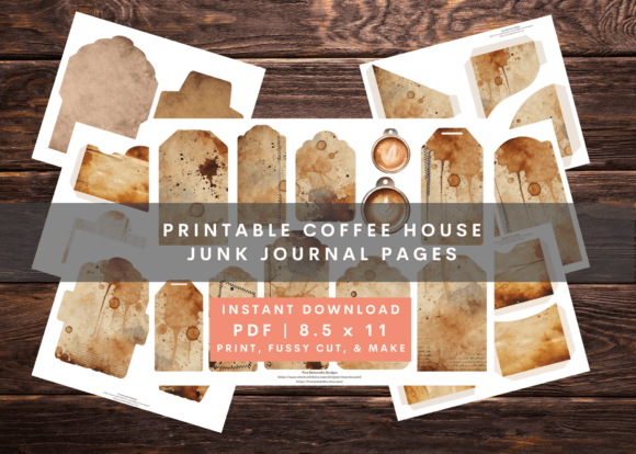 coffee stained junk journal ephemera printable scrapbook embellishments