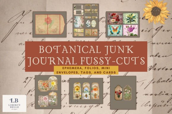 botanical junk journal ephemera printable scrapbook embellishments