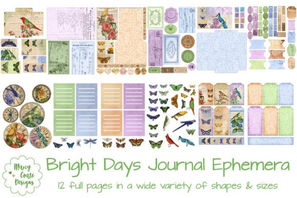 bright days junk journal ephemera printable scrapbook embellishments