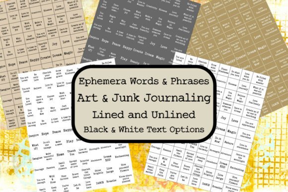 junk journal ephemera words phrase text printable scrapbook embellishments