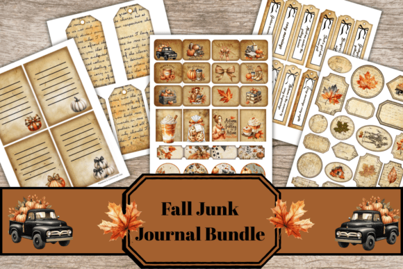 fall junk journal ephemera bundle printable scrapbook embellishments