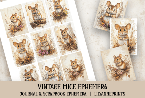 mice vintage junk journal ephemera printable scrapbook embellishments