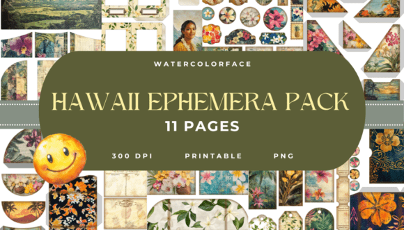 hawaiian junk journal ephemera pack printable scrapbook embellishments