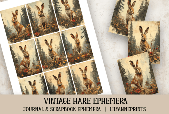 hare vintage junk journal ephemera printable scrapbook embellishments