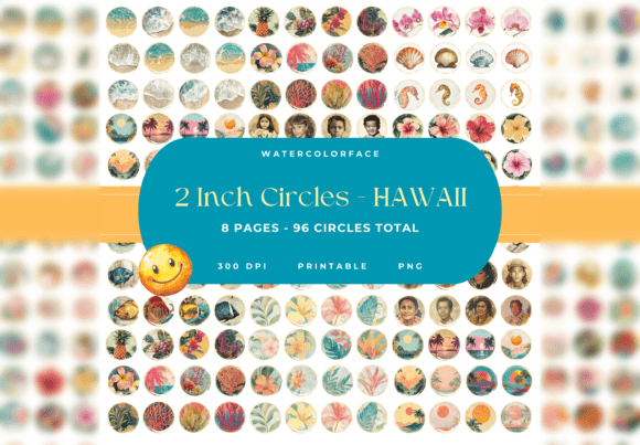 hawaiian ephemera circles printable scrapbook embellishments