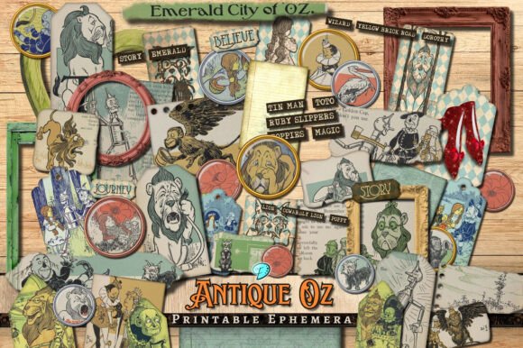 antique oz junk journal ephemera printable scrapbook embellishments