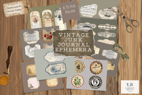 vintage junk journal ephemera printable scrapbook embellishments