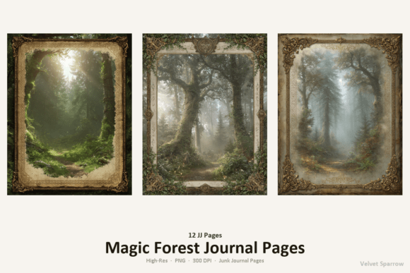 magic forest journal pages junk journal first page intro printable