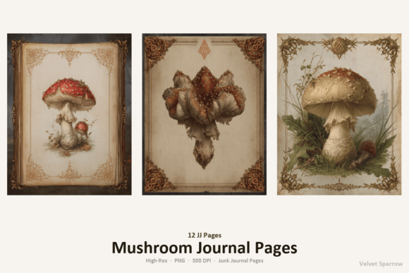 mushroom journal pages junk journal first page intro printable
