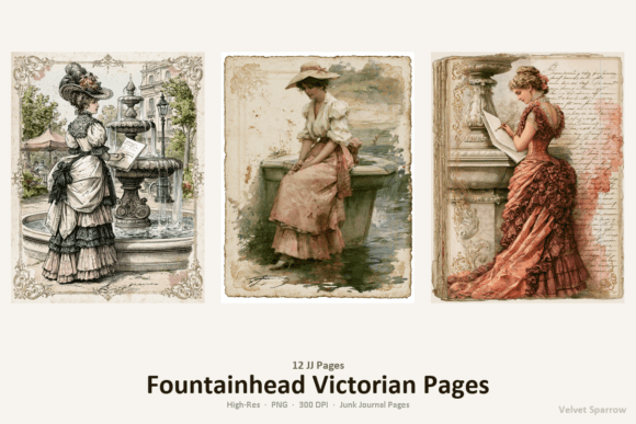 fountainhead victorian pages vol. 1 junk journal first page intro printable