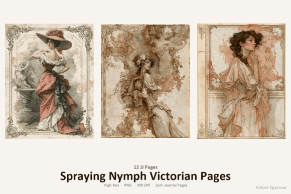 spraying nymph victorian pages junk journal first page intro printable