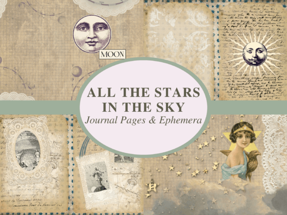 astrology journal kit moon & stars junk journal first page intro printable