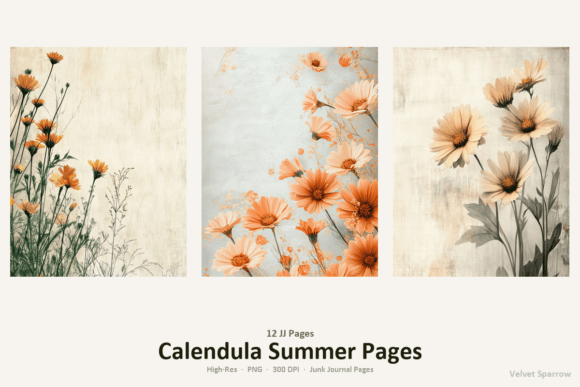 calendula summer pages junk journal first page intro printable
