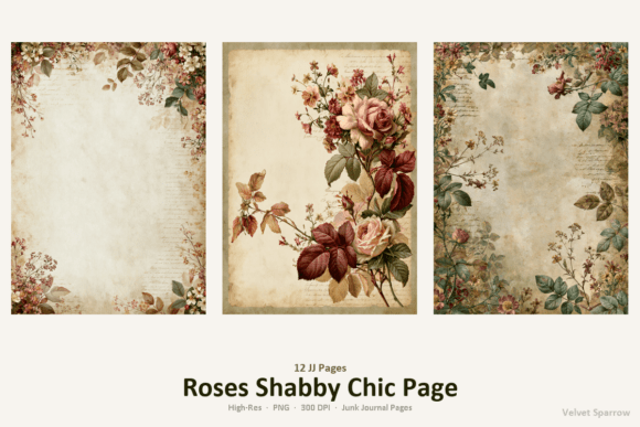 roses shabby chic page junk journal first page intro printable