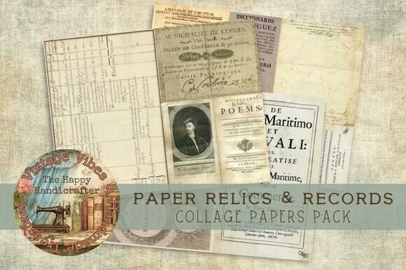 paper relics & records collage papers junk journal first page intro printable