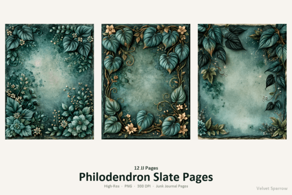 philodendron slate pages junk journal first page intro printable