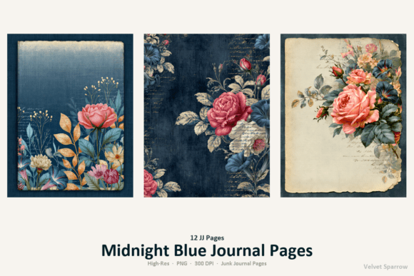 midnight blue journal pages junk journal first page intro printable