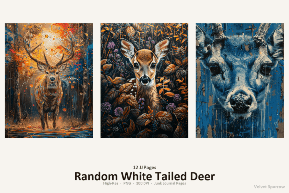 random white tailed deer pages junk journal first page intro printable