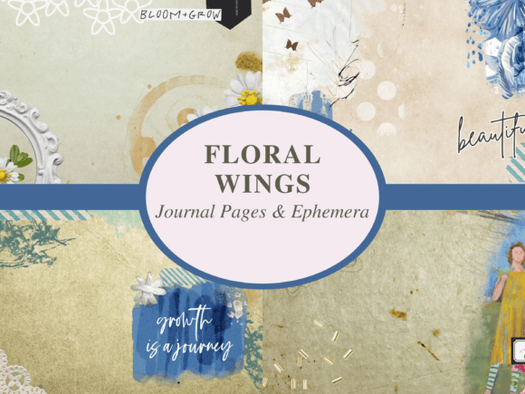 floral wings junk journal kit junk journal first page intro printable