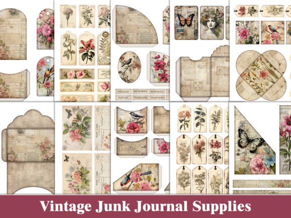vintage junk journal kit floral ephemera junk journal kit printable ephemera