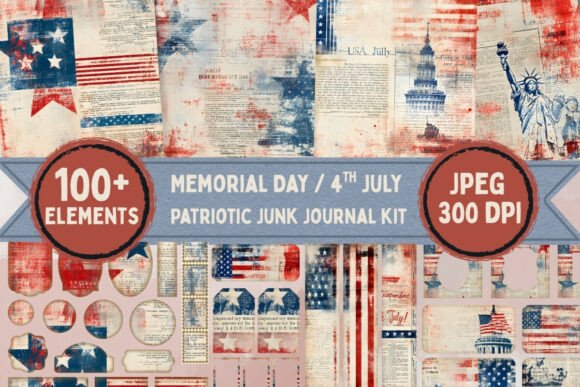 vintage patriotic junk journal kit junk journal kit printable ephemera