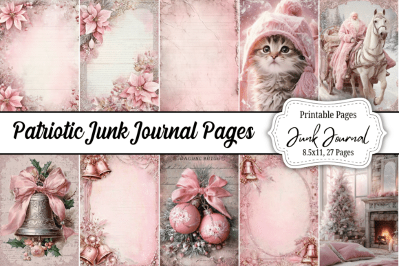 pink christmas junk journal kit junk journal kit printable ephemera