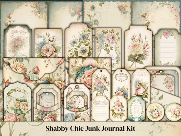 shabby chic rose junk journal kit junk journal kit printable ephemera