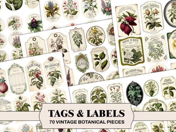 botanical tags labels junk journal kit junk journal kit printable ephemera