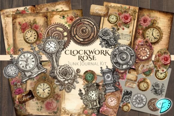 clockwork rose junk journal kit junk journal kit printable ephemera